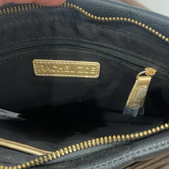NWT Rachel Zoe Evie Black Quilted Crossbody Bag with Gold Chain strap - Picture 6 of 7